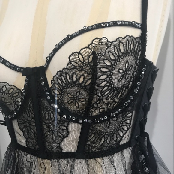 SALE ♥️ VS Rare Designer Crystal Lace Babydoll! - Picture 4 of 8